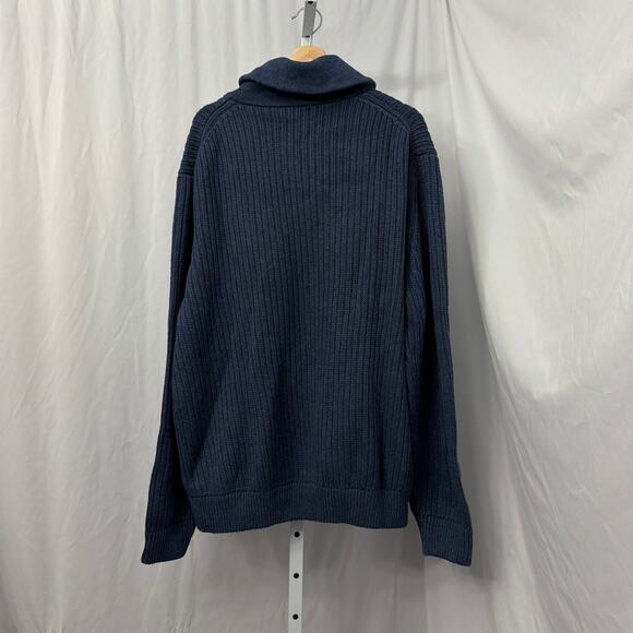 Duluth Trading Sweater Mens 2XL High Neck Infantry Wool Blend Shawl Collar Blue - Picture 8 of 10
